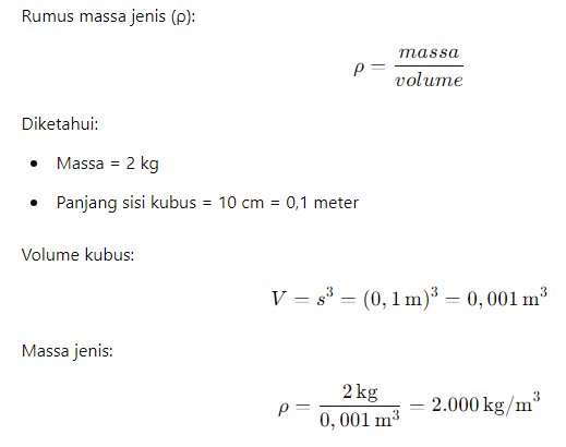 massa jenis benda berbentuk kubus