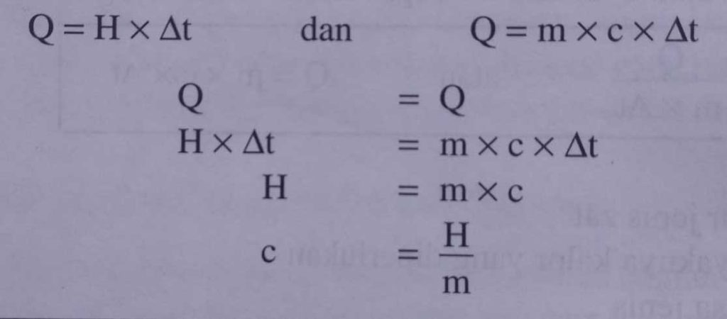 rumus hubungan antara kapasitas panas dan kalor jenis