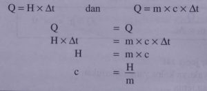 rumus hubungan antara kapasitas panas dan kalor jenis