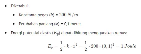 energi potensial elastis yang tersimpan dalam pegas