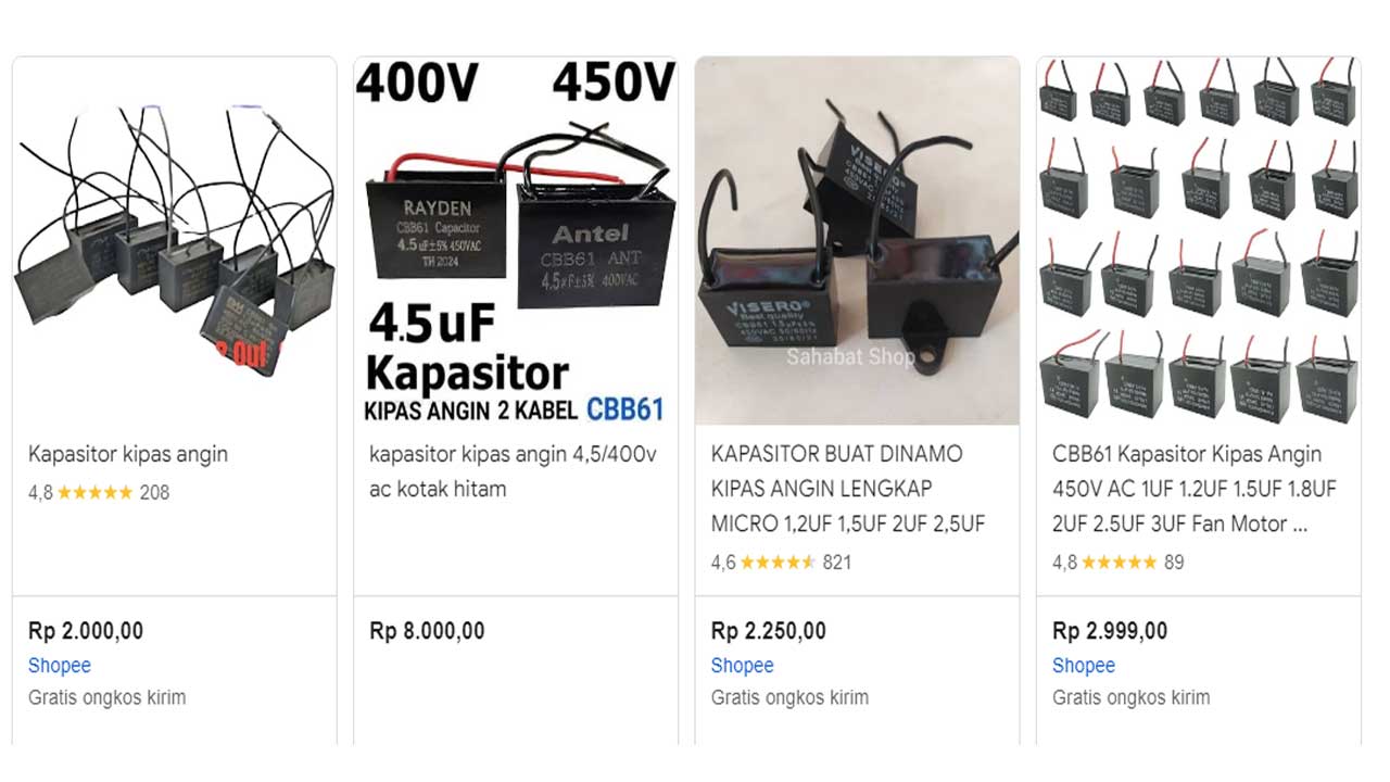 Harga Kapasitor Kipas Angin